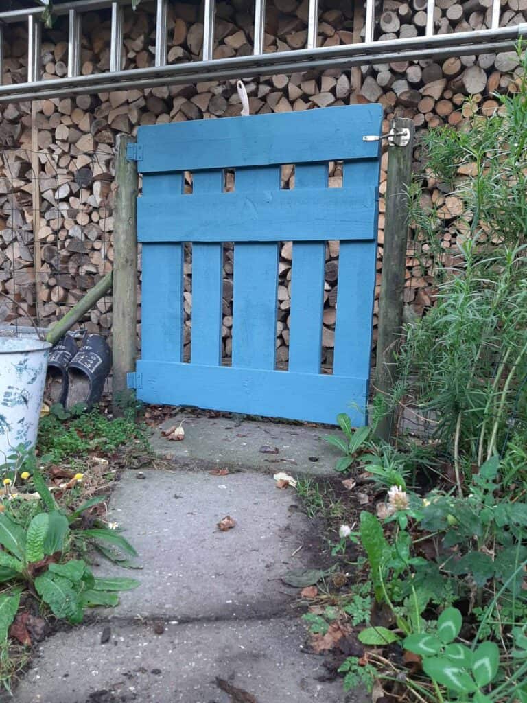 porte de jardin en bois bleue